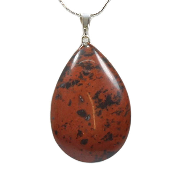 Mahogany Obsidian Teardrop Pendant with Chain