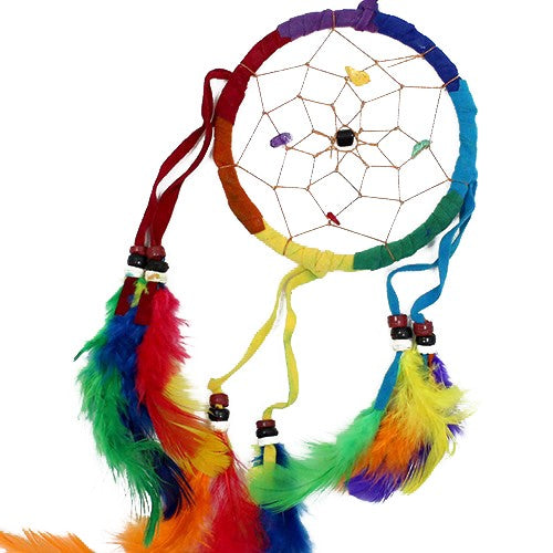 Medium Round Bali Dreamcatcher - Rainbow