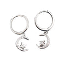Star inside Moon Earrings - Sterling Silver