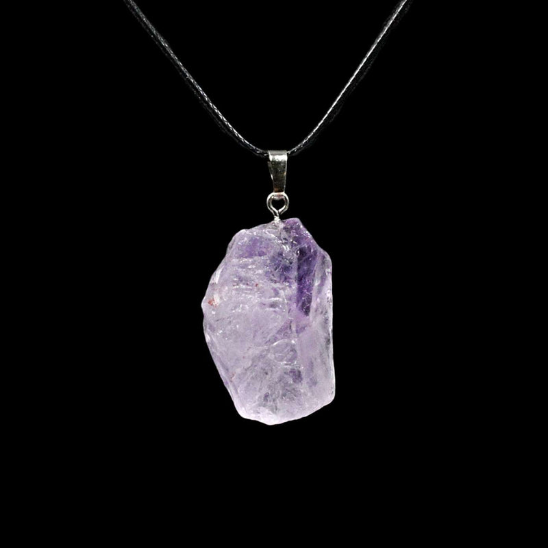 Rough Amethyst Crystal Pendant & Braided Rope Necklace