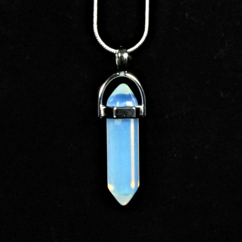 Opalite Crystal Point Pendant With Chain