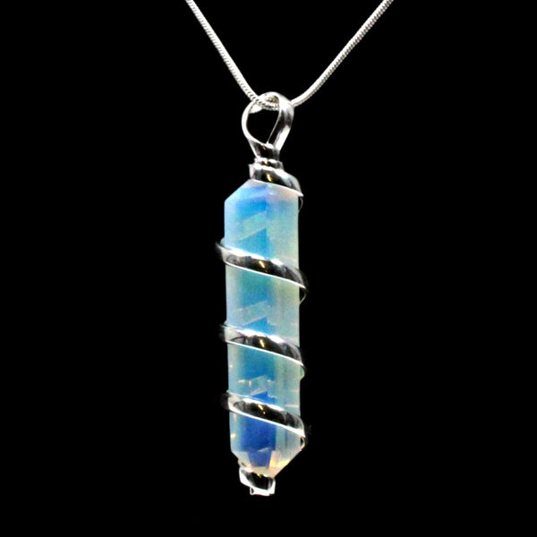 Opalite Point with Silver Spiral Pendant & Chain