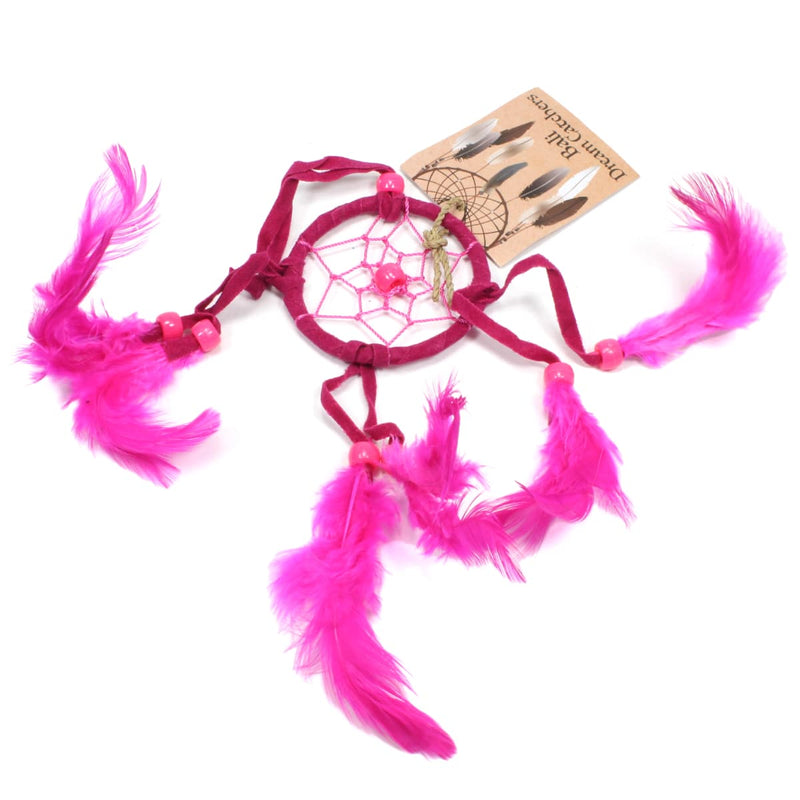 Small Round Bali Dreamcatcher - Pink