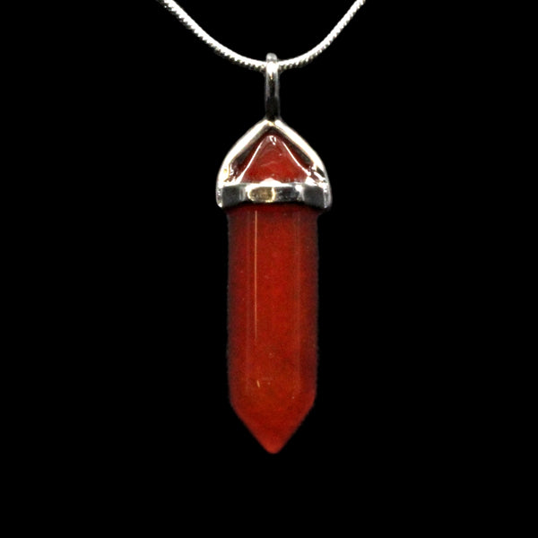 Carnelian Crystal Point Pendant With Chain