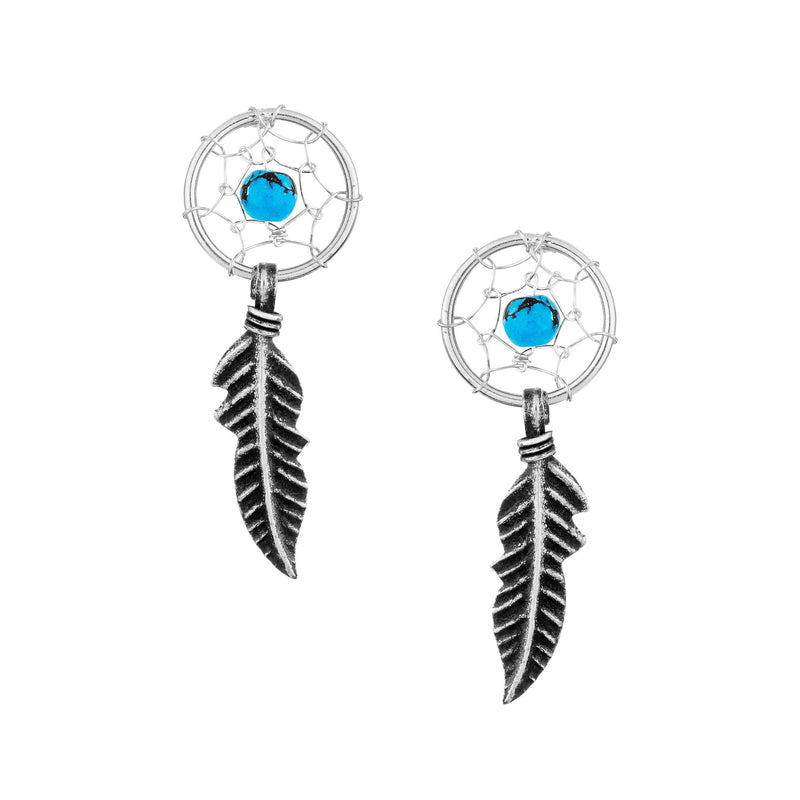 Silver Dreamcatcher Stud Earrings - Sterling Silver