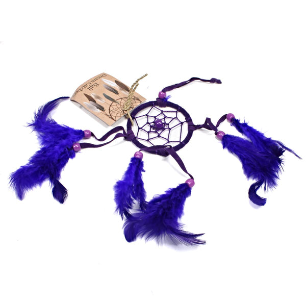 Small Round Bali Dreamcatcher - Purple