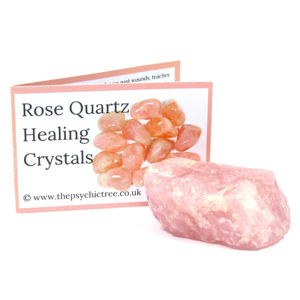 Rose Quartz Rough Crystal & Guide Pack
