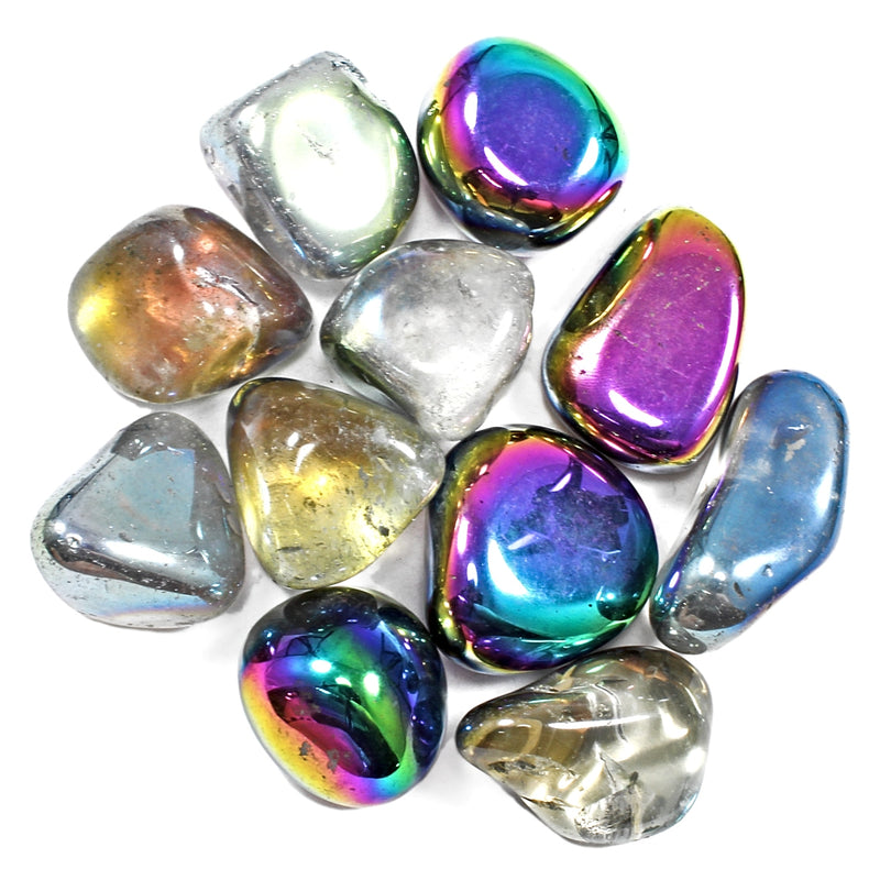 Rainbow Aura Quartz Polished Tumblestone Healing Crystals
