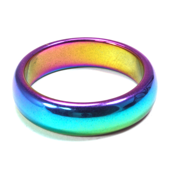 Rainbow Hematite Healing Crystal Ring (Thick)