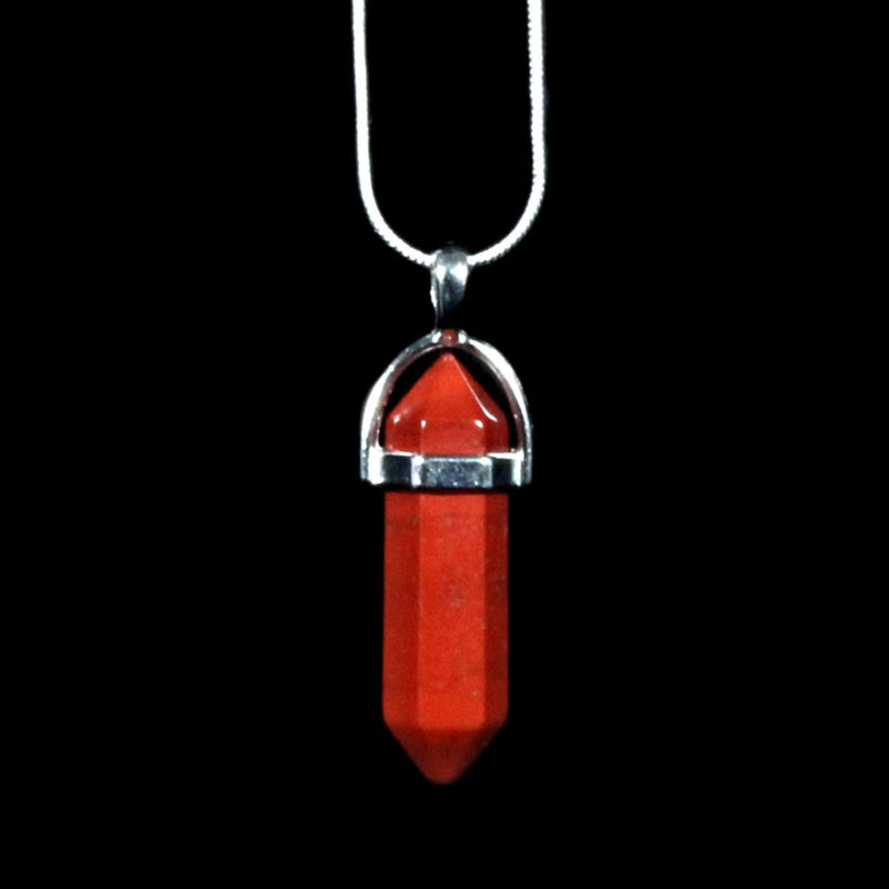 Red Jasper Crystal Point Pendant With Chain