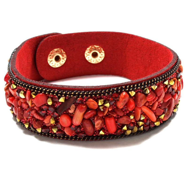 Red Jasper Stone Chip Wrap Bracelet - Main Image
