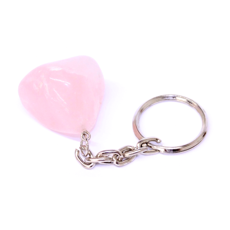 Rose Quartz Tumblestone Keyring