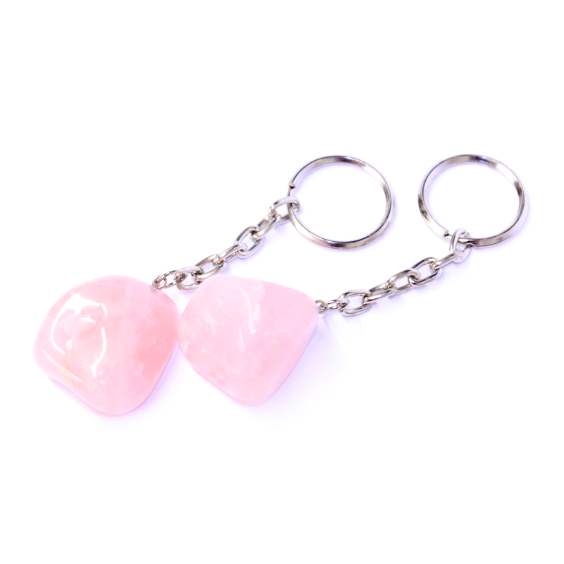 Rose Quartz Tumblestone Keyring