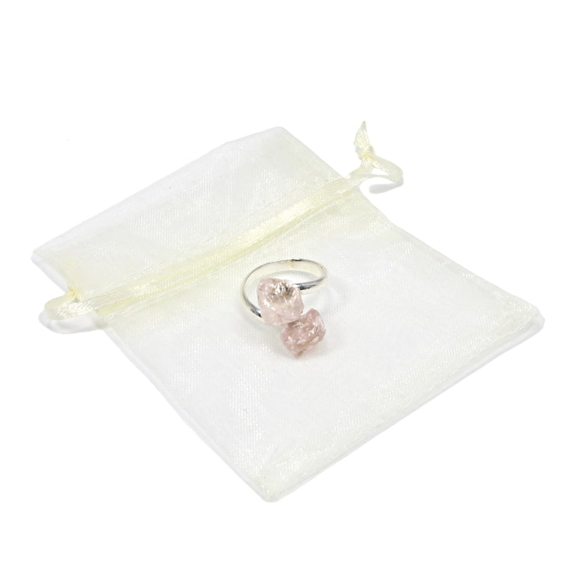 Rose Quartz Crystal Adjustable Silver Ring