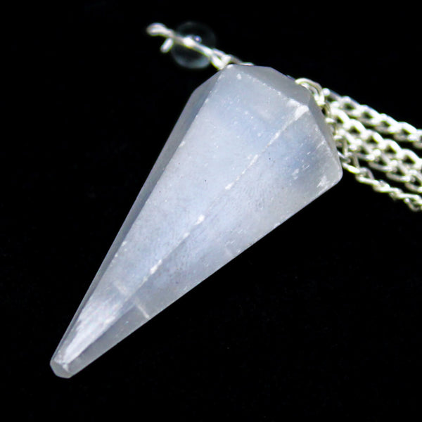 Selenite Faceted Cone Pendulum