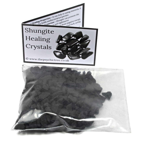 Shungite Crushed Rough Crystals & Guide Pack