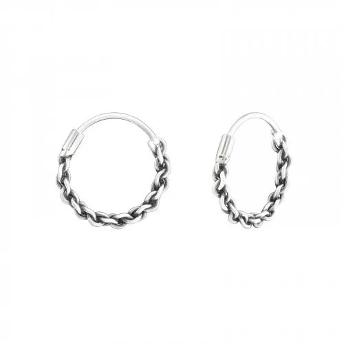 Sterling Silver 12mm Bali Hoop Earrings