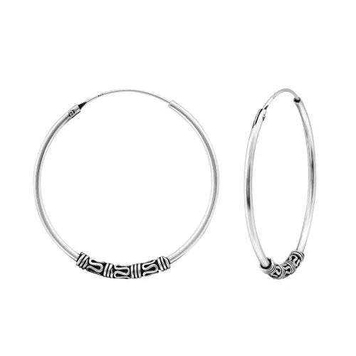 Sterling Silver 30mm Bali Hoop Earrings