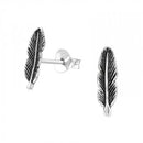 Sterling Silver Feather Stud Earrings