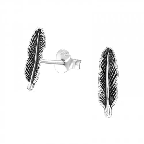 Sterling Silver Feather Stud Earrings