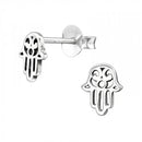Sterling Silver Hamsa Stud Earrings