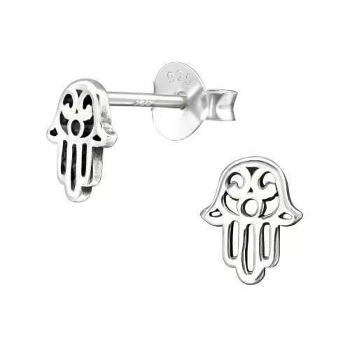 Sterling Silver Hamsa Stud Earrings