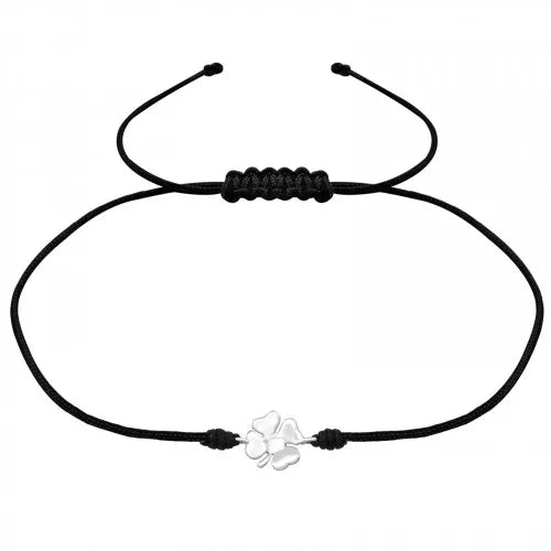 Sterling Silver Lucky Clover Adjustable Corded Bracelet