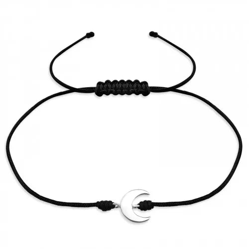 Sterling Silver Moon Adjustable Corded Bracelet