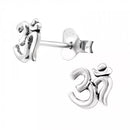 Sterling Silver Om Symbol Stud Earrings