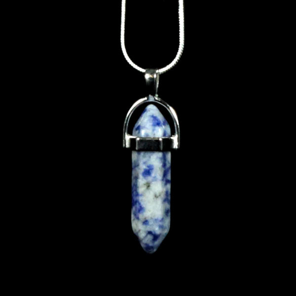 Sodalite Crystal Point Pendant With Chain