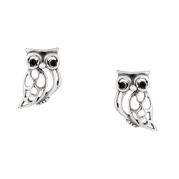 Celtic Owl Stud Earrings  - Sterling Silver