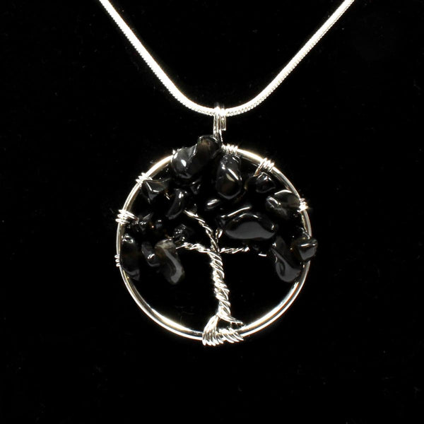 Black Obsidian Tree Of Life Pendant With Chain