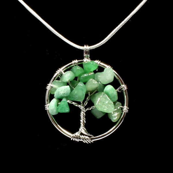 Green Aventurine Tree Of Life Pendant With Chain