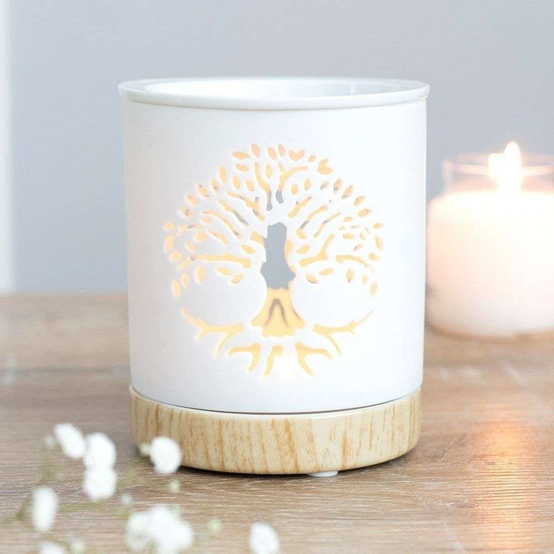 White Tree of Life Cut Out Oil Burner