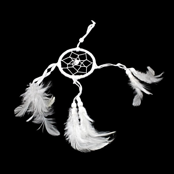 Small Round Bali Dreamcatcher - White