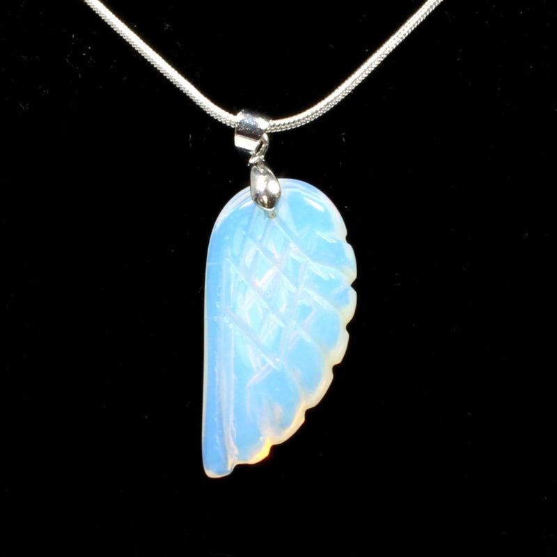 Opalite Angel Wing Pendant With Chain