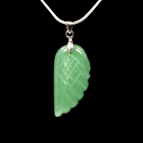 Green Aventurine Angel Wing Pendant With Chain