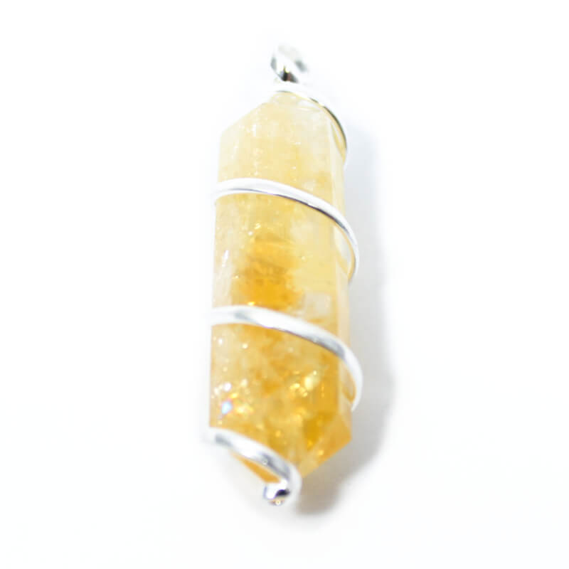 Citrine Point with Spiral Pendant & Silver Chain