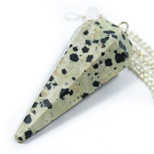 Dalmatian Jasper Faceted Cone Pendulum