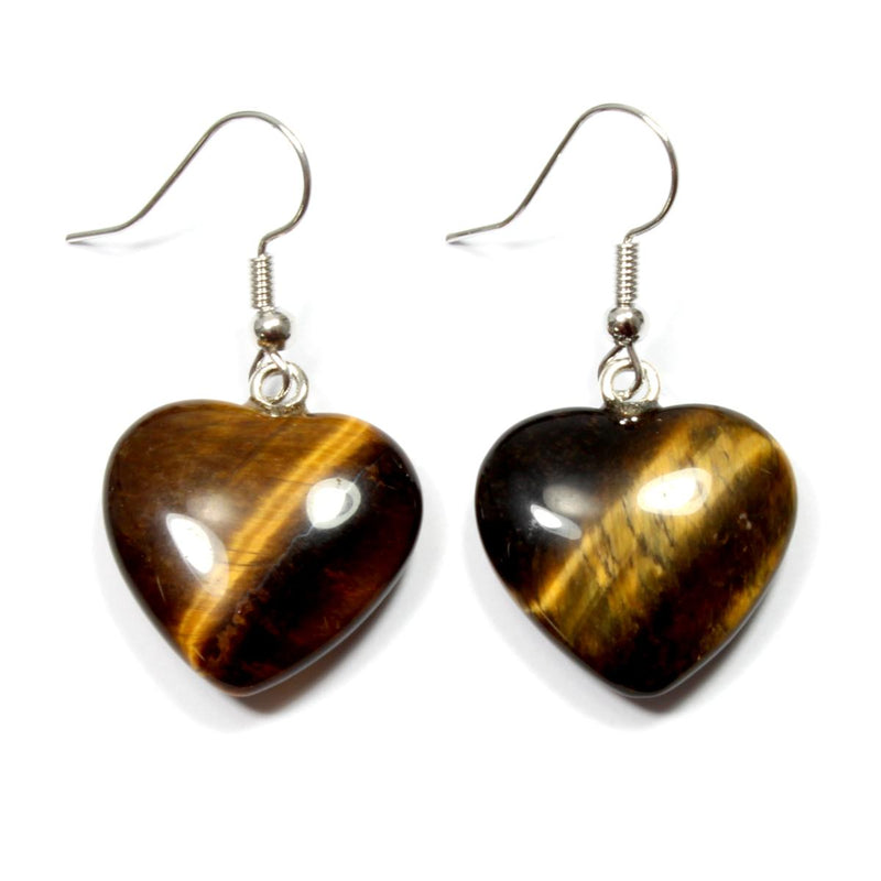 Gold Tigers Eye Heart Earrings