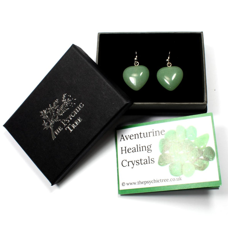 Green Aventurine Heart Earrings