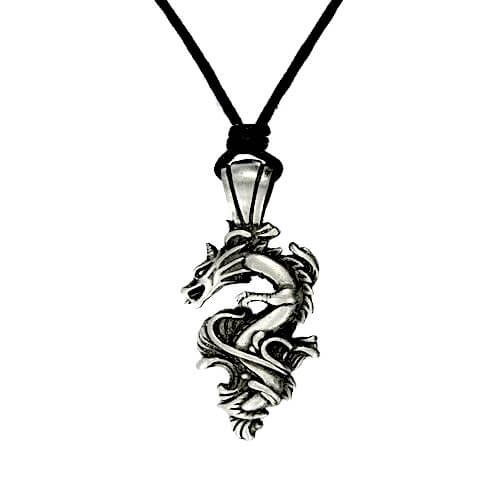 Water Elemental Dragon Necklace - Pewter