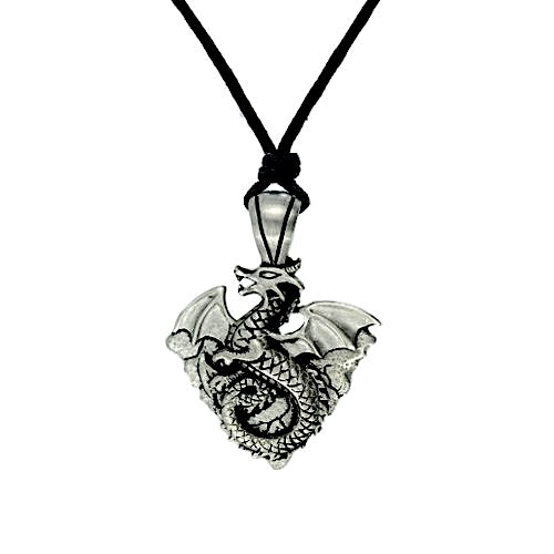 Earth Elemental Dragon Necklace - Pewter