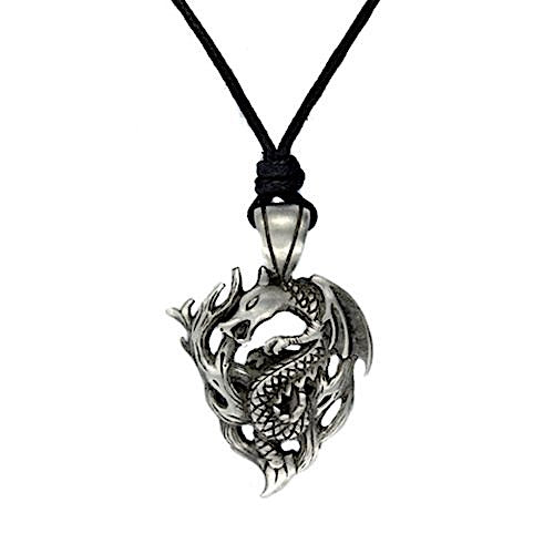 Wood Elemental Dragon Necklace - Pewter