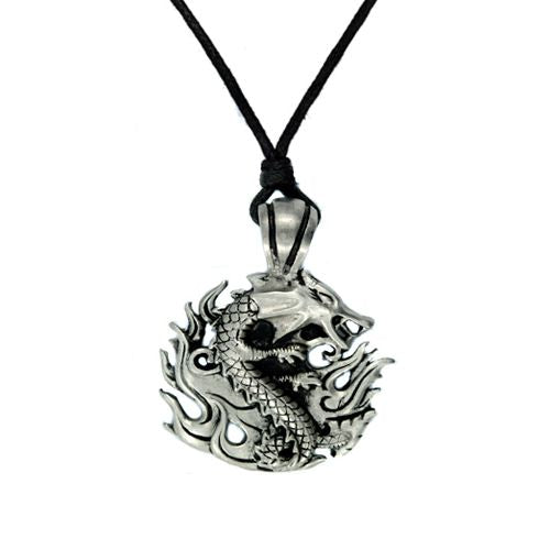 Fire Elemental Dragon Necklace - Pewter