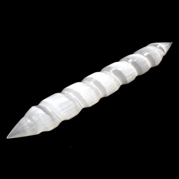 Selenite Twisted Double Pointed Wand (15cm)