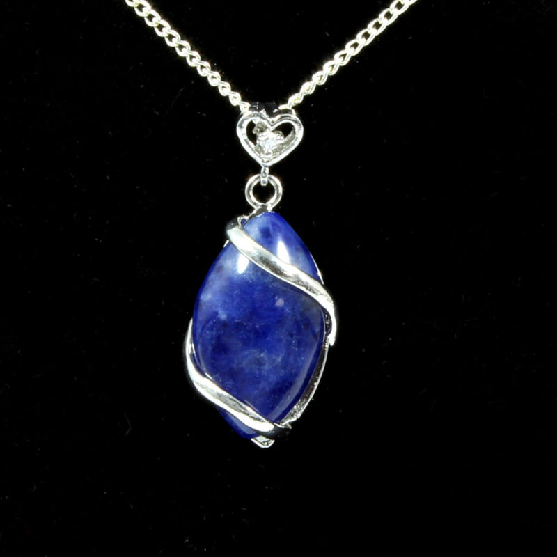 Sodalite Heart & Oval Pendant With Chain
