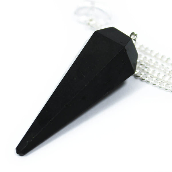 Black Tourmaline Faceted Cone Pendulum