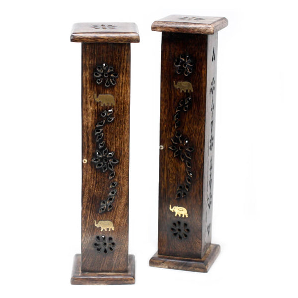 Square Design  Incense Tower With Brass Inlay